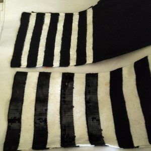 Two Joe Fresh Sequined Scarves-Wte/Blk+Blk/Wte